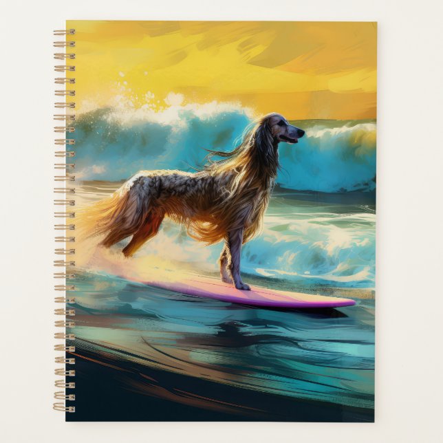 Afghan Hound Beach Surfing Painting  Planer (Vorderseite)