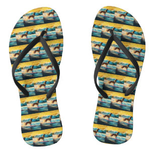 Afghan Hound Beach Surfmalerei Flip Flops