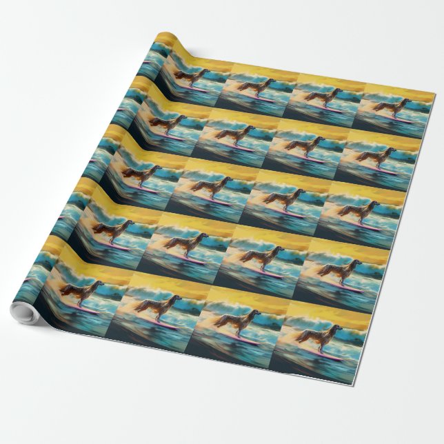 Afghan Hound Beach Surfmalerei Geschenkpapier (Ungerollt)
