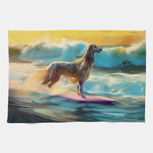 Afghan Hound Beach Surfmalerei Geschirrtuch