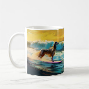 Afghan Hound Beach Surfmalerei Kaffeetasse