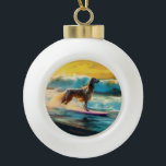 Afghan Hound Beach Surfmalerei Keramik Kugel-Ornament<br><div class="desc">Tauchen Sie ein in die spielerische Welt des Kaninchen-Abenteuers mit diesem faszinierenden Bild. Ein gepflegter Hund geht zu den Wellen und reitet geschickt auf einem sonnengeküssten Strand. Das lebendige Kunstwerk vereint wunderbar das Wesentliche der Erregung am Strand, während der Hund furchtlos auf den Wellen reitet und den Geist von Spaß...</div>
