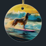Afghan Hound Beach Surfmalerei Keramik Ornament<br><div class="desc">Tauchen Sie ein in die spielerische Welt des Kaninchen-Abenteuers mit diesem faszinierenden Bild. Ein gepflegter Hund geht zu den Wellen und reitet geschickt auf einem sonnengeküssten Strand. Das lebendige Kunstwerk vereint wunderbar das Wesentliche der Erregung am Strand, während der Hund furchtlos auf den Wellen reitet und den Geist von Spaß...</div>