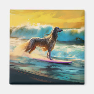Afghan Hound Beach Surfmalerei Magnet