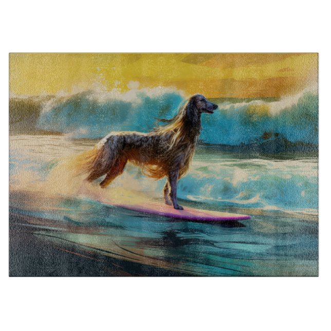 Afghan Hound Beach Surfmalerei Schneidebrett (Vorderseite)