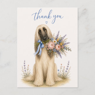 Afghan Hound Blumenstrauß Dankeschön Postkarte