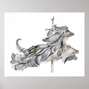 Afghan Hound Carousel Jump Poster