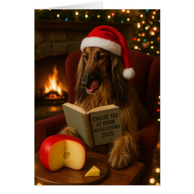 Afghan Hound 'Cheese Tax' Christmas card (Vorne)