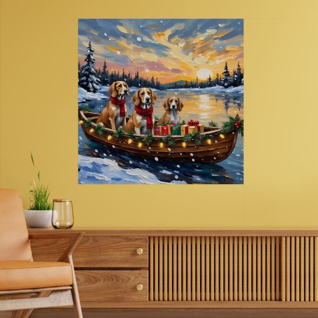 Afghan Hound Christmas Boat Holiday Poster (Wohnzimmer 2)