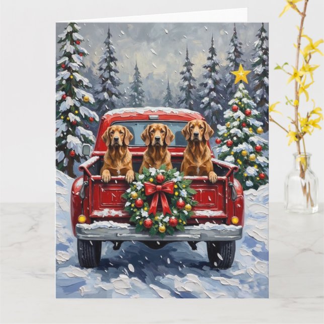 Afghan Hound Christmas Red Truck Holiday Karte (Gelbe Blume)
