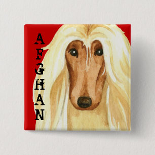 Afghan Hound Color Block Button