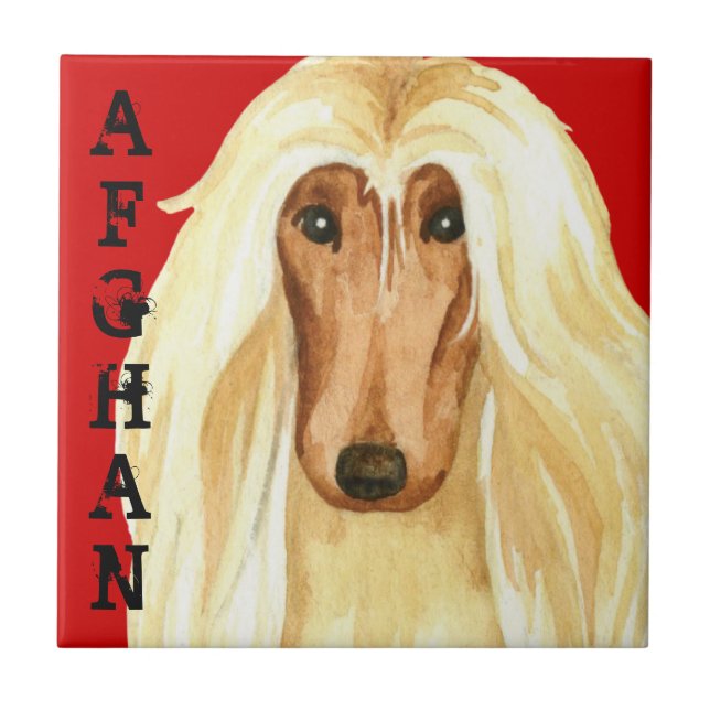 Afghan Hound Color Block Fliese (Vorderseite)