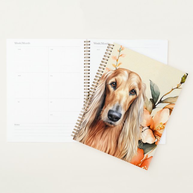 Afghan Hound Dog and Peach Lilies Planer (Anzeige)
