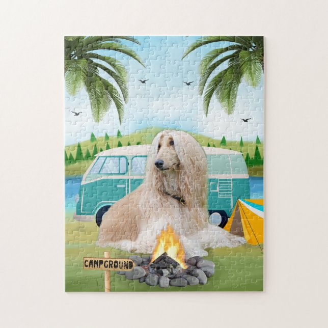 Afghan Hound Dog Camping Puzzle (Vertikal)