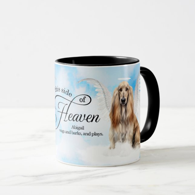 Afghan Hound Dog in Heaven Personalized Memorial Tasse (VorderseiteRechts)
