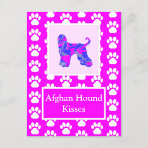 Afghan Hound Dog Kisses Silhouette Niedlich P&B Postkarte