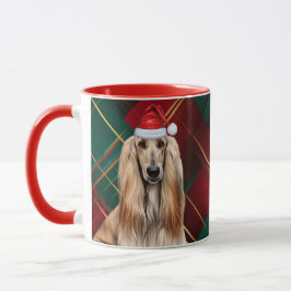 Afghan Hound Dog Lover Holiday Plaid Christmas Tasse