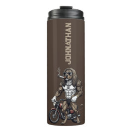 Afghan Hound Dog, muscular, tattooed, bodybuilder  Thermosbecher