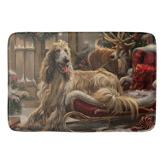 Afghan Hound Dog Weihnachtsfest Badematte (Vorderseite)