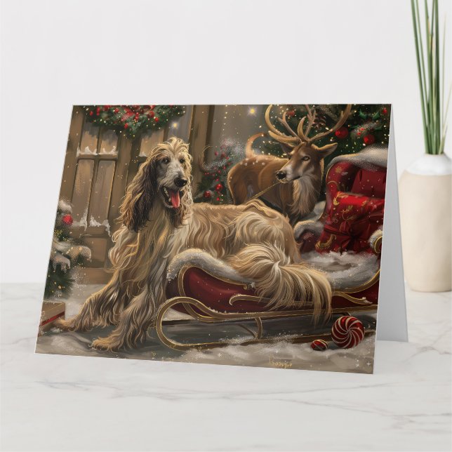 Afghan Hound Dog Weihnachtsfest Karte (Vorderseite)