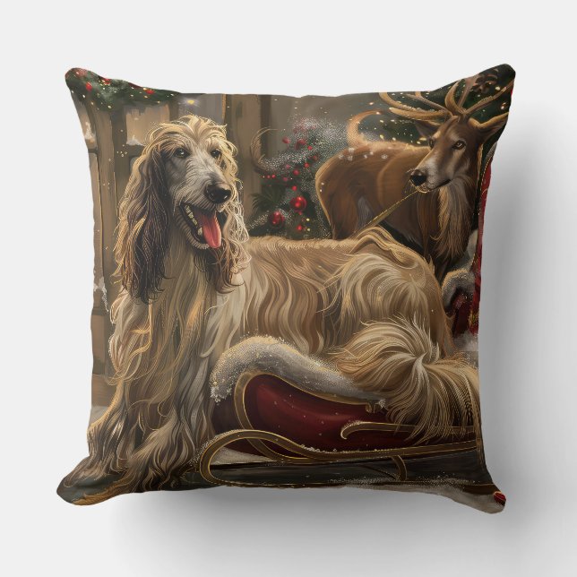 Afghan Hound Dog Weihnachtsfest Kissen (Vorderseite)