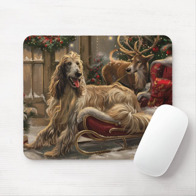 Afghan Hound Dog Weihnachtsfest Mousepad (Mit Mouse)