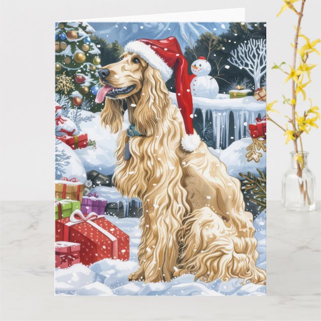Afghan Hound Dog Winter Wunderland Weihnachtsfreud Karte (Gelbe Blume)