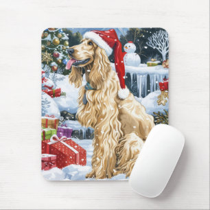 Afghan Hound Dog Winter Wunderland Weihnachtsfreud Mousepad