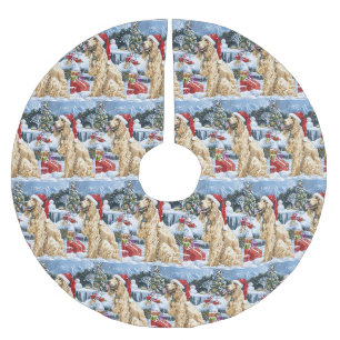 Afghan Hound Dog Winter Wunderland Weihnachtsfreud Polyester Weihnachtsbaumdecke