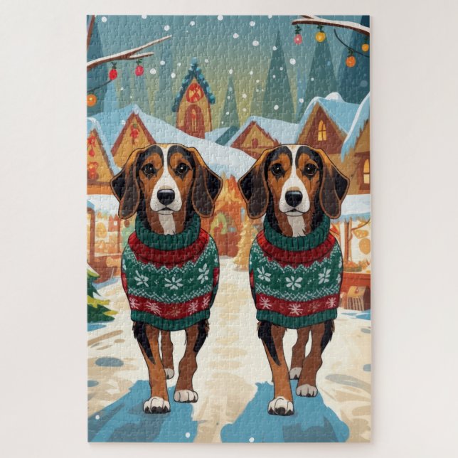 Afghan Hound Dogs Christmas Snow Holiday Puzzle (Vertikal)