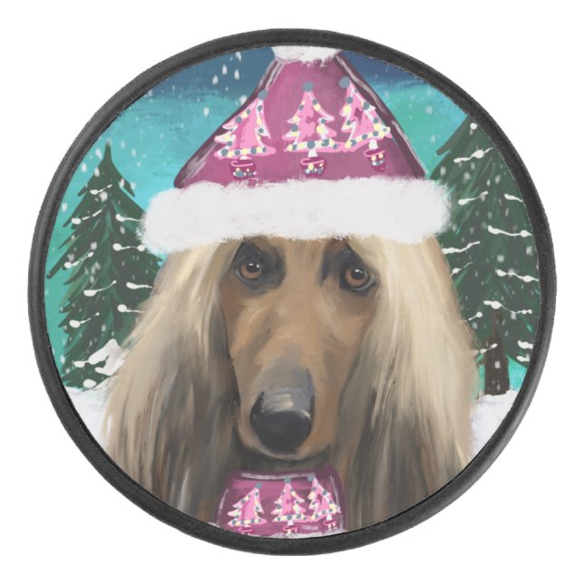 Afghan Hound Eishockey Puck (Vorderseite)