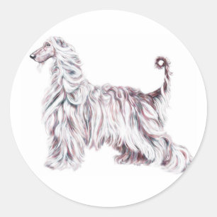 Afghan Hound Elegance Runder Aufkleber