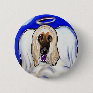 Afghan Hound Engel Button