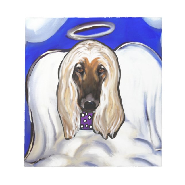 Afghan Hound Engel Notizblock (Vorderseite)