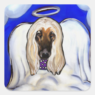 Afghan Hound Engel Quadratischer Aufkleber