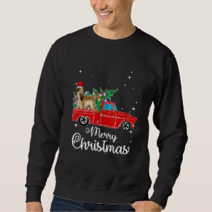 Afghan Hound fährt roten LKW Weihnachten Sweatshirt