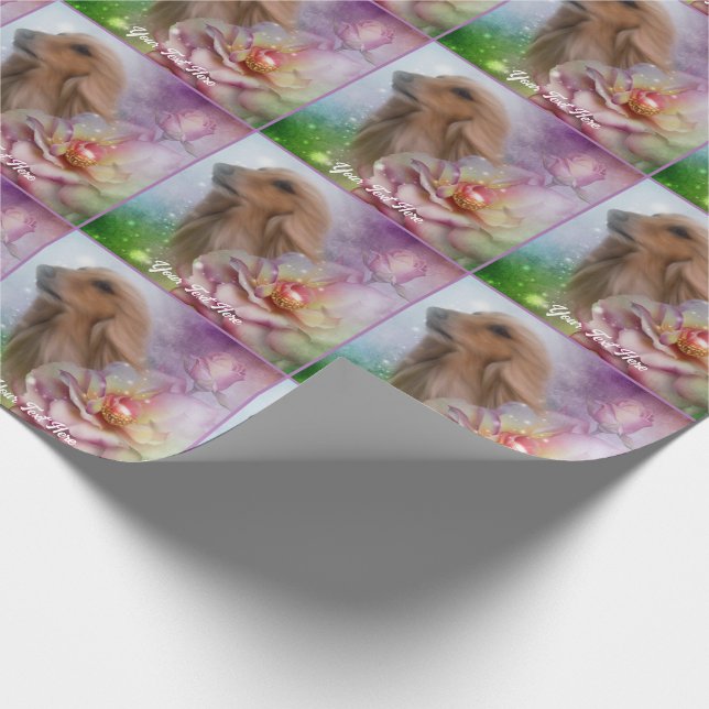 Afghan Hound Fantasy Blume Personalisiert Geschenkpapier (Ecke)