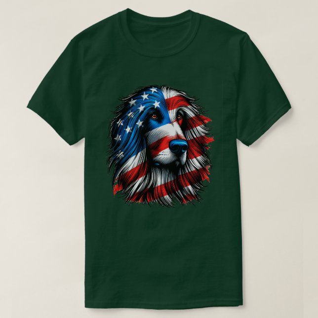 Afghan Hound FLAG USA Hund Lover Funny 2 T-Shirt (Design vorne)