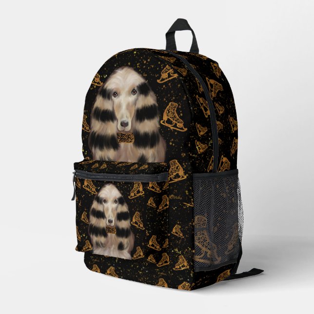 AFGHAN HOUND GOLD  BEDRUCKTER RUCKSACK (Rückseitige Ecke Rechts)