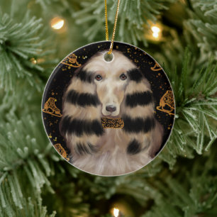 AFGHAN HOUND GOLD  KERAMIK ORNAMENT