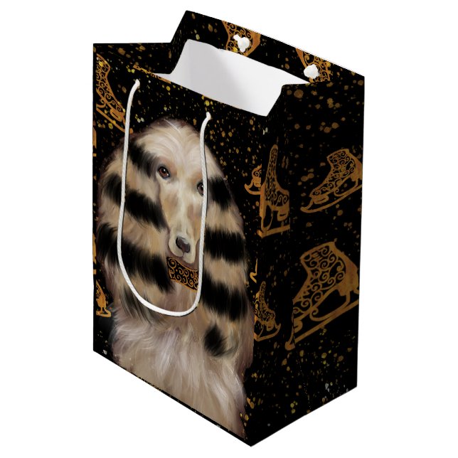 AFGHAN HOUND GOLD  MITTLERE GESCHENKTÜTE (Vorderseite Schrägansicht)