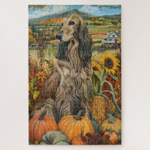 Afghan Hound Herbst Ernte Erntedank Hund Puzzle