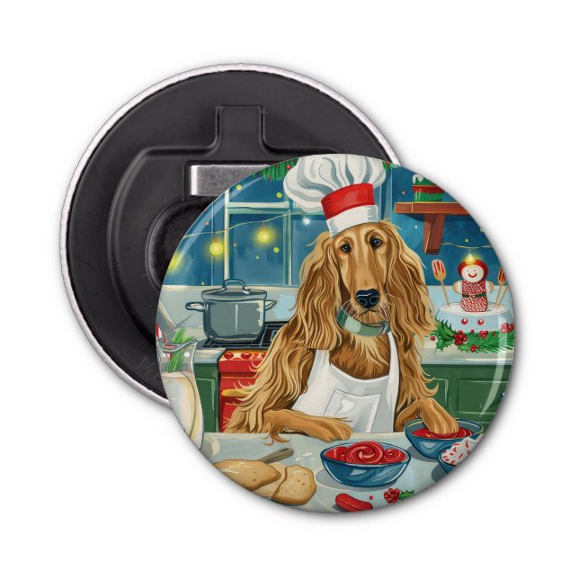 Afghan Hound Holiday Baking: Feierliche Weihnachte Flaschenöffner (Vorderseite)