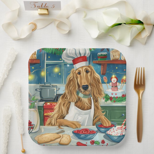 Afghan Hound Holiday Baking: Feierliche Weihnachte Pappteller (Hochzeit)