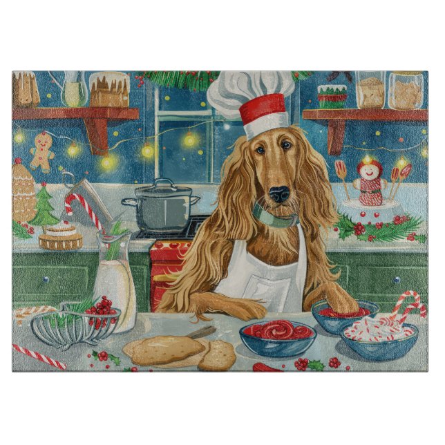Afghan Hound Holiday Baking: Feierliche Weihnachte Schneidebrett (Vorderseite)