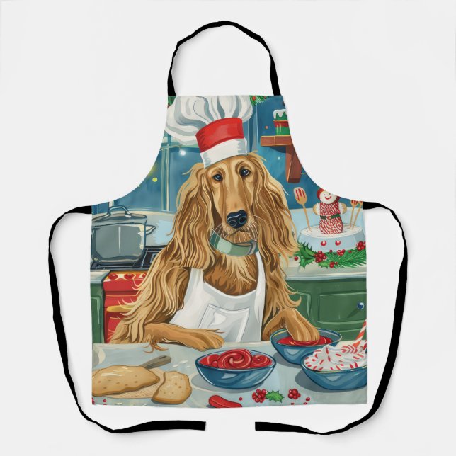 Afghan Hound Holiday Baking: Feierliche Weihnachte Schürze (Vorderseite)