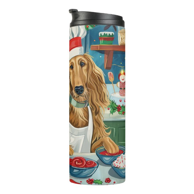 Afghan Hound Holiday Baking: Feierliche Weihnachte Thermosbecher (Nach rechts gedreht)