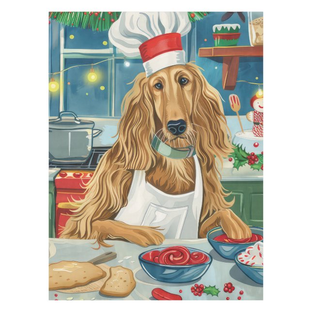 Afghan Hound Holiday Baking: Feierliche Weihnachte Tischdecke (Vorderseite)