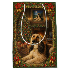 Afghan Hound Holiday Christmas  Mittlere Geschenktüte