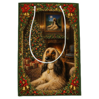 Afghan Hound Holiday Christmas  Mittlere Geschenktüte
